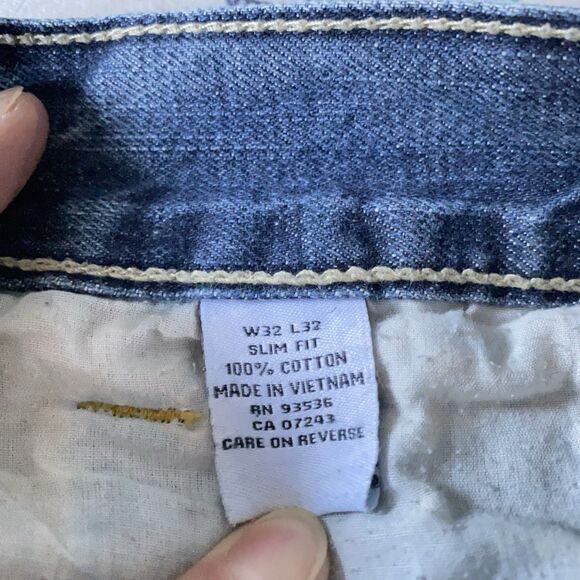 Vintage Marc Ecko Slim Fit Jeans Men 32x30 Blue Distressed Stitched Y2K Grunge - Picture 6 of 14